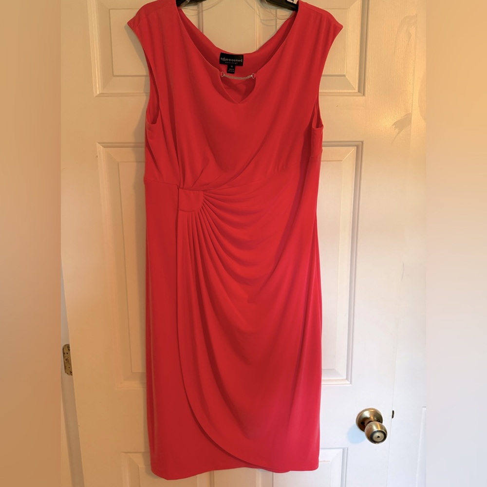 Connected Apparel Red Ruched Sheath Dress
